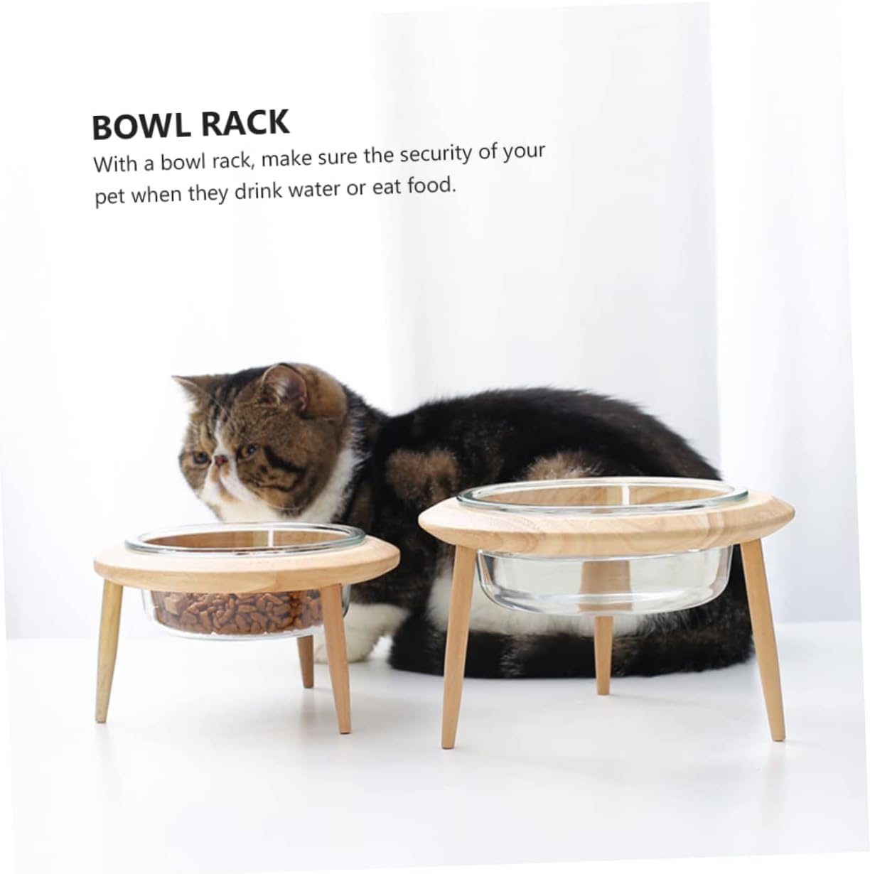 Milisten 1Set Household Pet Glass Bowl Feeder with Stand for Cats and Dogs Easy to Water and Food Dish