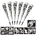 Naturic 6x Henna Tattoo Schwarz, Temporäre Tattoo + 11x Henna Tattoo Schablone, Temporäre Mehndi Tattoos, Natürliche Kegel, Tattoo sticker, Temporäre Tätowierung Schwarz
