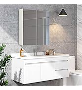 TUKAILAi Armoire De Salle De Bain D'angle Avec Miroir 30 * 24 * 60 CM, Armoire De Toilette Rangement Avec 1 Porte 1 Niveau Étagère, Murale Salle De Bain Cadre En Bois