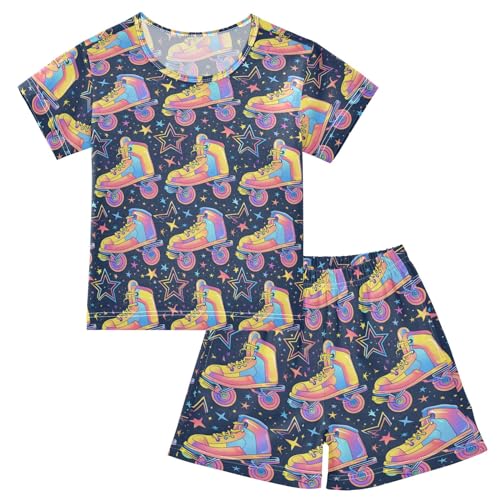 Retro Rollers Skates Summer Cute Pajama Sets, Short Sets for Daily Wears and Sleep Wears