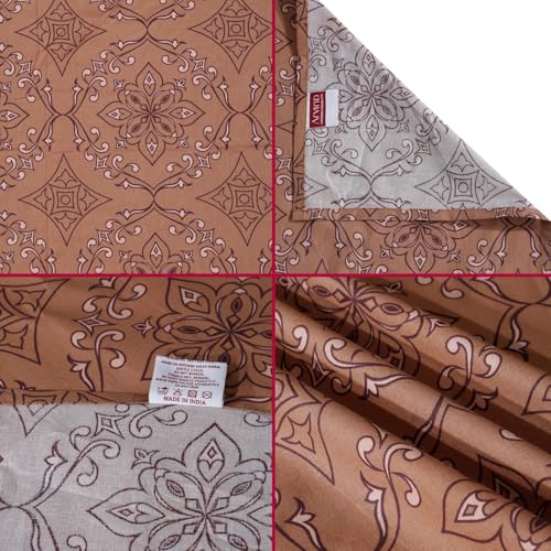 Image of Arvind Bedsheet Set - 100% Cotton Bedsheet for Double Bed (1 King Size Bedsheet with 2 Pillow Covers) Soft Breathable, 144 Thread Count - Slumber -Shade 20(21022-A) | Natural