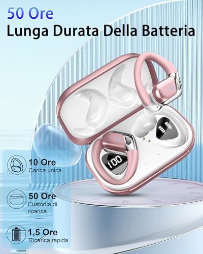 Image of Wireless Earbuds, Bluetooth 5.4 Headphones Sport, 50H Deep Bass Sound Over Ear Buds with 4 ENC Noise Cancelling Mic, Dual LED Display, IP7 Waterproof Earphones with Earhook for Workout /Running /Gym