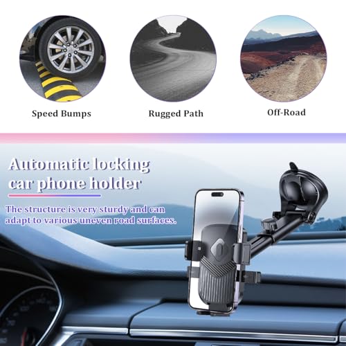 Image of Car Phone Holder, Strong Suction Vehicle Dashboard Windshield Air Vent Cellphone Mount Cradle, Adjustable Hands Free Automotive Smartphone Stand Accessories, Universal Fit (Carbon Fiber2)