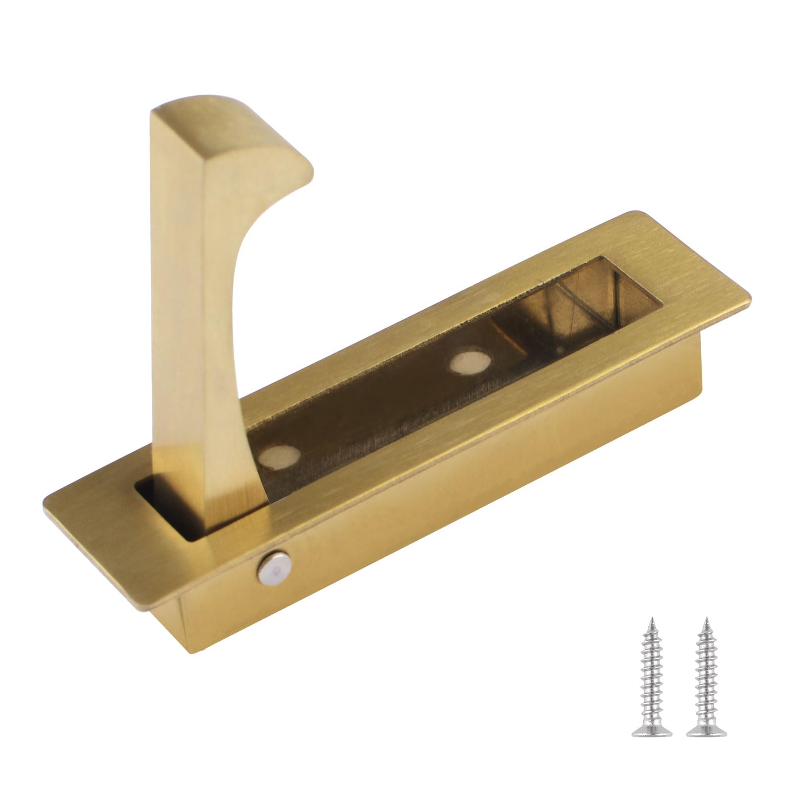 UFURMATE Flush Mount Door Pull 1 Pack 304 Stainless Steel Recessed Door Handle Hardware Brushed Pocket Hidden Edge Pull for Closet Pocket (Brushed Gold)
