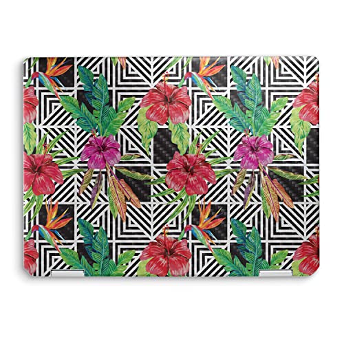 Image of MightySkins Carbon Fiber Skin Compatible with HP Spectre x360 14 inch (2022) Full Wrap Kit - Pop Hibiscus | Protective, Durable Textured Carbon Fiber Finish | Easy to Apply | Made in The USA