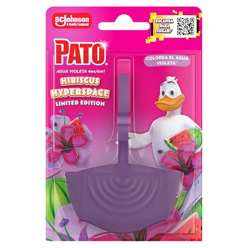 Pato Colgador Edición Limitada Hibiscus Hyperspace, Acción 4 en 1, Colorea el Agua Violeta, Limpia el Inodoro, Antical, Frescor Intenso, 1 Colgador