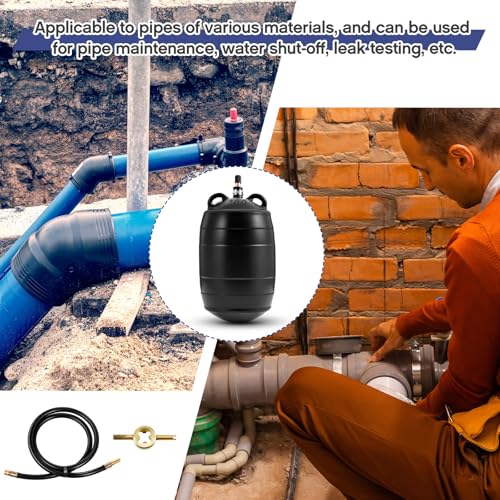 Image of Glooglitter 4 Inch Inflatable Pipe Plug Sewer Test Plug Rubber Plumbing Test Balloon Ball for Sewage Pipeline Inspection (with 39.37 Rubber Extension Hose)