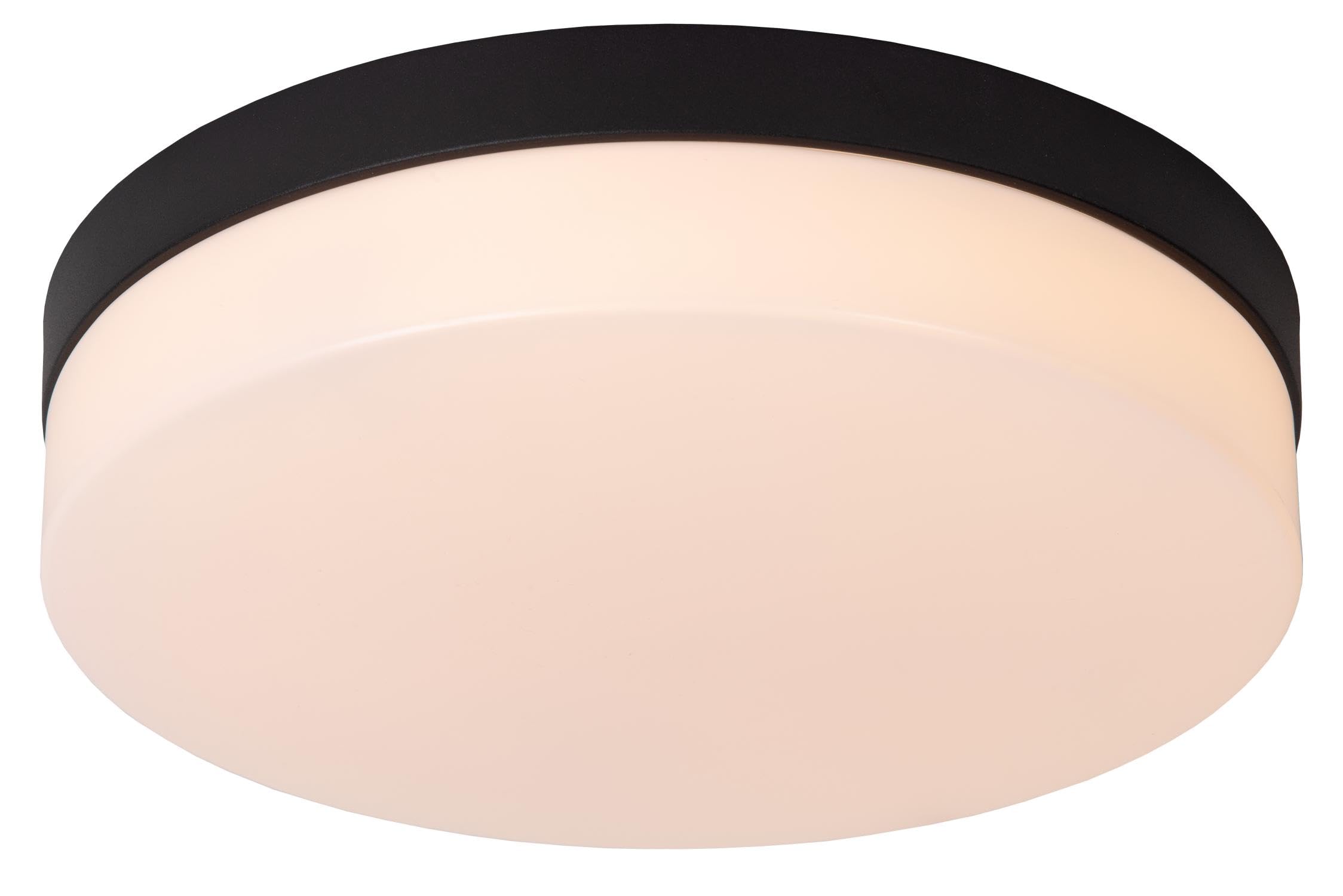 LUCIDE BISKIT - Lámpara de techo Baño - Ø 28 cm - LED - 1x18W 2700K - IP44 - Sensor movimiento - Negro