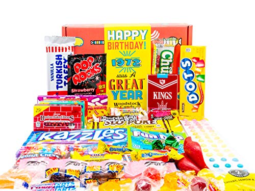 Woodstock Candy ~ 1972 50th Birthday Gift Box of Nostalgic Retro 70s Candy Mix from Childhood for 50 Year Old Man or Woman Born Back in 1972 Jr
