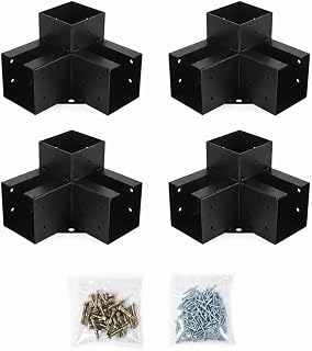 6x6 Pergola Bracket Kit , 4pcs 3-Way Right Angle Corner Bracket, Heavy Duty Powder-Coated Corner Bracket DIY Shed Kit, for Gazebo, Patio Backyard Garden, Fits Actual 5.7" x 5.7" Wood