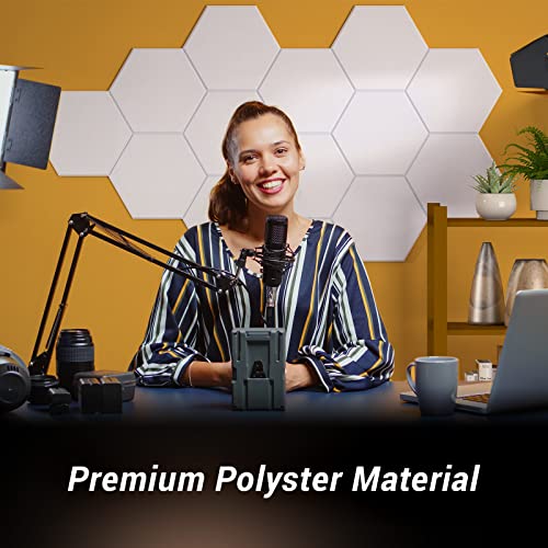 Image of 36 Pack High Density Hexagon Acoustic Panels, TONOR 12 inchx 10 inchx 0.4 inch Soundproof Wall Panels, Sound Absorbing Panels for Interior Wall Decor, Peel and Stick Modern for Studio, Office, Home, White