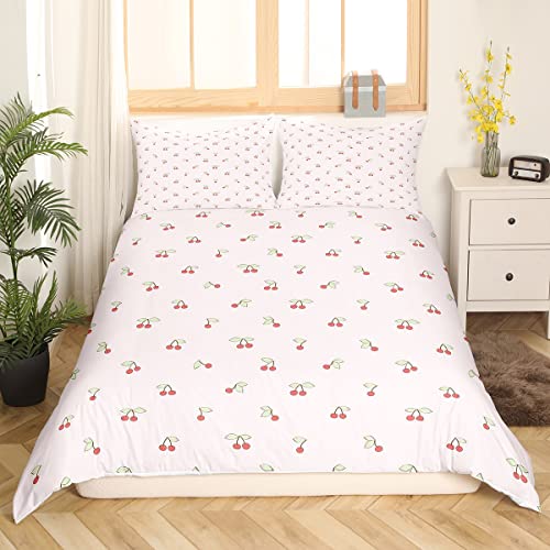 Fruit Kids Pink Comforter Cover Set Cherry Pattern Toddler Bedding Set Boys Girls Cute Kawaii Cherries Duvet Cover Set Girly Cute Quilt Cover 2Pcs Single Size - Image 2