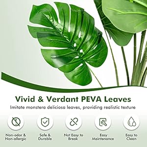 Goplus Artificial Monstera Deliciosa Plant, 5ft Tall Fake Tropical Palm Tree w/15 Pcs Different Turtle Leaves, Cement-Filled Plastic Pot, Faux Swiss Cheese Plant for Floor Home Office Decor, 2- Pack Goplus Artificial Monstera Deliciosa Plant 5ft Tall Fake Tropical Palm Tree w15 Pcs Different Turtle Leaves Cement Filled Plastic Pot Faux Swiss Cheese Plant for Floor Home Office Decor 2 Pack