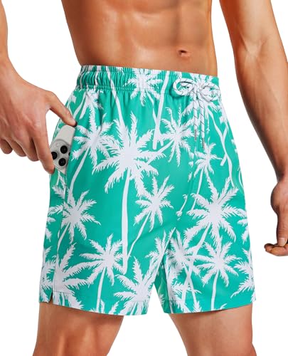 Milin Naco Mens Swim Trunks 5 inch Board Shorts with Zipper Pockets Bathing Suit Mesh Lining Swimsuit Quick Dry