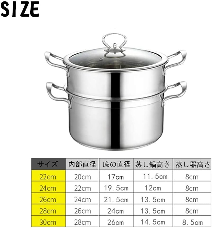 ステンレス製2段蒸し器　中古　350/350/400 Amazon｜和平フレイズ 二段蒸し器 ヴェンセ 26cm ガラス蓋付 IH