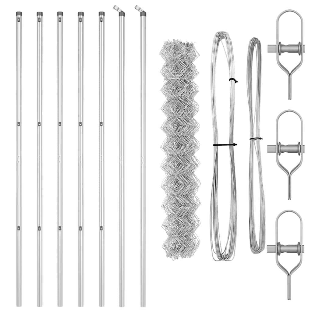 Set di pali per recinzione in acciaio, maglie da 40 x 40 mm, lunghezza 6 m, verniciati a polvere, resistenti alla corrosione, resistenti alle intemperie, facili da montare, per giardino e terrazza