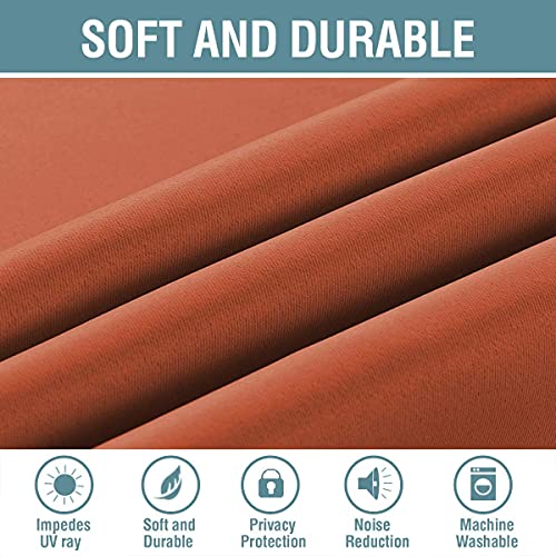 Image of Blackout Curtain for Living Room 96 Inch Long Thermal Insulated Grommet Window Treatment Panel for Bedroom, Energy Saving Curtain for Large Window Door, Thick and Soft - Orange Ochre - Set of 1 Panel