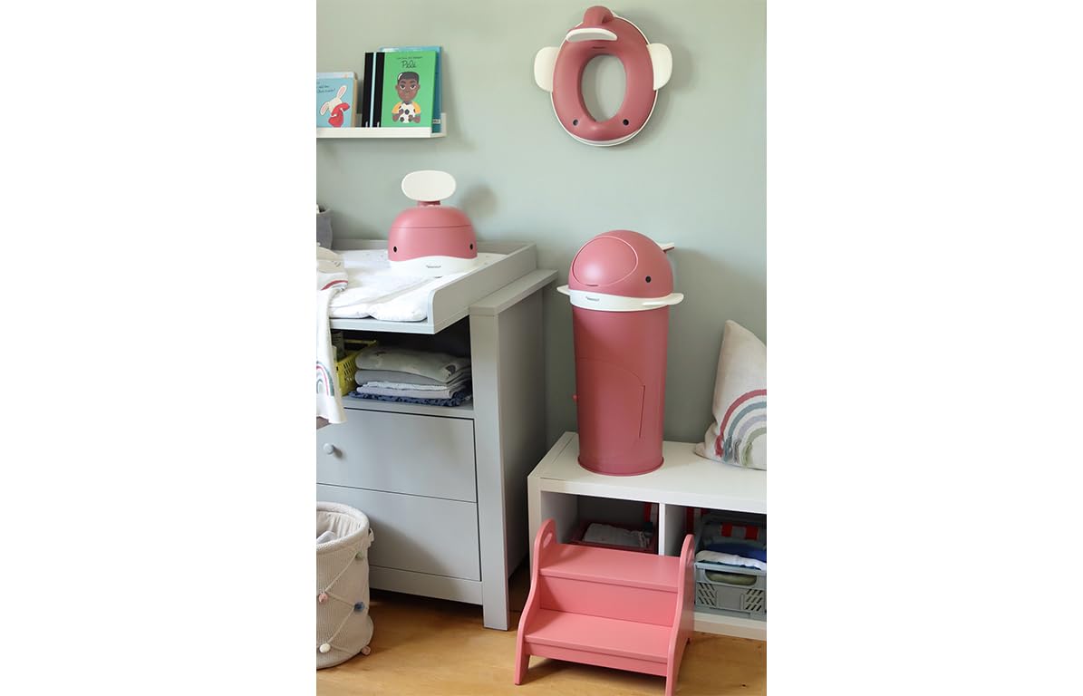 Kindsgut Papelera para pañales Ballena Rosa Vieja Incl. lámina Tubular, a Prueba de olores Gracias a la Doble Tapa antiolores, fácil de Limpiar, Materiales respetuosos con el Medio Ambiente