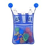 Organizador de Juguetes de Baño, Lomire Red de Malla Bolsa de Almacenamiento con Dos Ventosa para Bebés y Niños, Azul