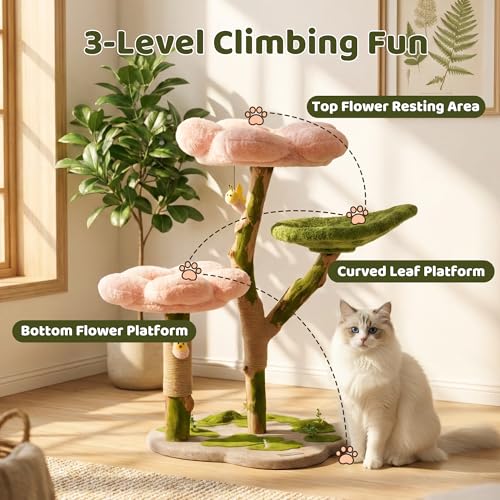 Árbol para gatos para interiores 39.4 pulgadas madera y sisal miniatura 4