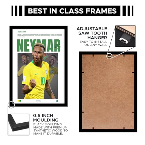 Image of CodersParadise Neymer JR Brazil Football Poster Frame | Premium A4 Framed Wall Art for Bedroom, Office & Gaming Setup | Iconic No.10 Soccer Tribute Decor for Fans & Collectors