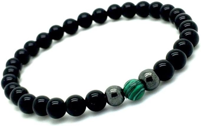 Karma Gems Mens Onyx Hematite & Malachite Karma Surfer Bracelet - Stretch