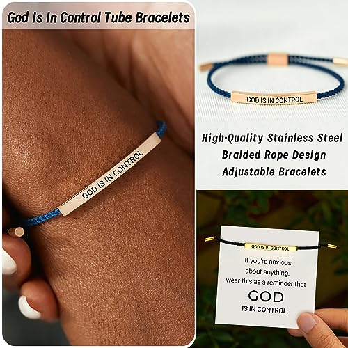 God Is In Control Tube Bracelet, Handmade Braided Adjustable Inspirational Bracelets, Stainless Steel Let Him Comfort Tube Bracelet for Women Men Birthday Festival Gifts3