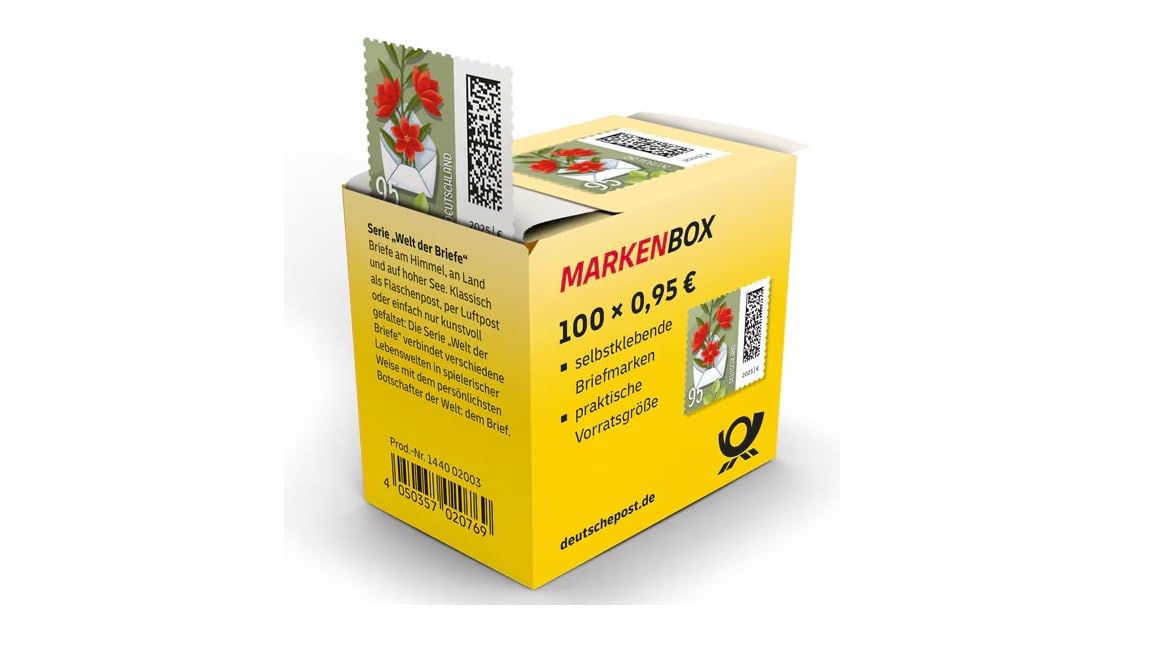 DEUTSCHE P0ST 100x 0,95€ Briefmarken selbstklebend, für Standardbriefe bis 20g & Postkarten