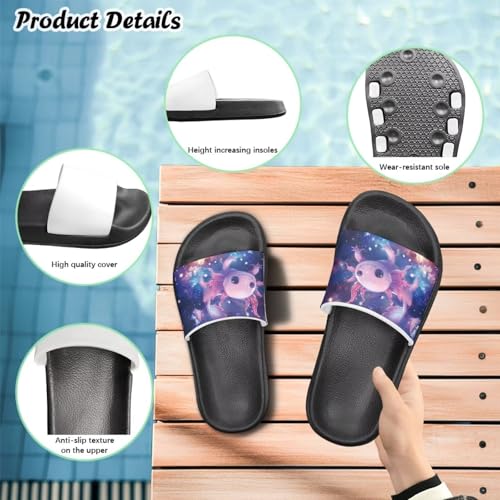 Image of Unisex Slides for Girls Boys Comfortable Slippers Slides Non-slip Shower Shoes House Fashion Thick for Indoor & Outdoor Gifts