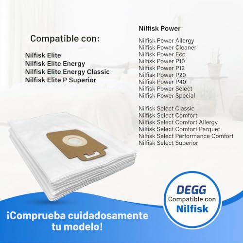 Miniatura 4 de Degg Bolsas De Aspiradora - Compatible Con Nilfisk Select, Elite Y Power Series - Accesorios Para Aspiradora - Bolsas De Repuesto - 10 Unidades