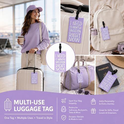 Image of Storite Pack of 2 Luggage Tags with Black Silicon Strap (Lavender)
