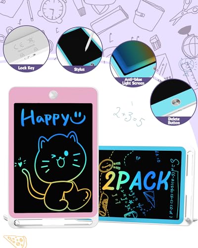 ORSEN 2 Piezas Tableta de Escritura LCD de 8,5 Pulgadas, Pizarra Mágica Infantil, Pizarra Magnetica Infantil Juguetes Creativos, Tablet de Dibujo Regalo para Niños y Niñas de 3 a 8 Años (Azul Rosa) - imagen 2