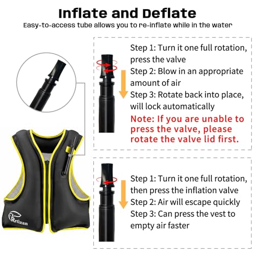 Image of Rrtizan Inflatable Snorkel Vest for Adult, Suitable for Adult 90-220lbs