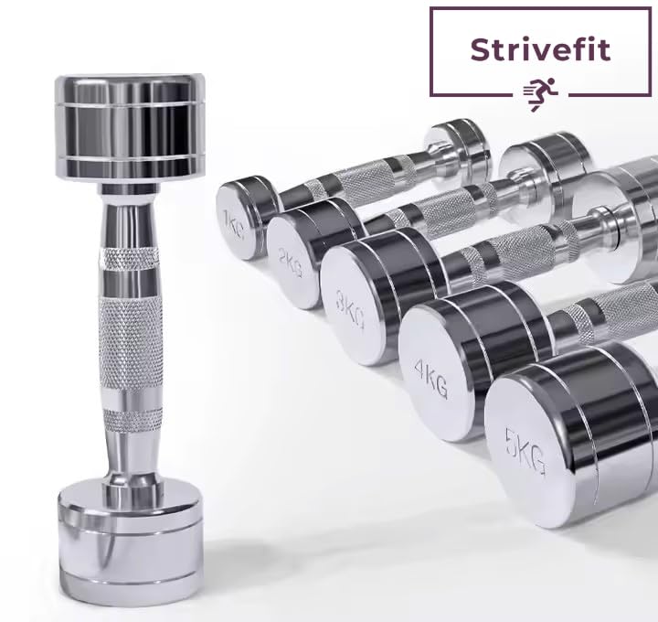 STRIVE FIT Dumbbells Chrome Metal Exercise & Fitness Dumbbell for Home Gym Equipment Pair of Chrome Plated Steel Dumbbells for Home Gym Exercise, Fitness and Commercial Use (5 Kg (2.5Kg Each)) (B0D5HK1L24) Amazon Price History, Amazon Price Tracker
