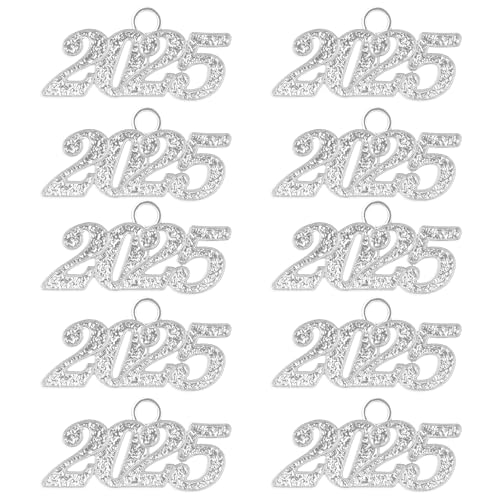 Breloques argentées 2024 pour chapeau de diplômé en lot de 5 pièces