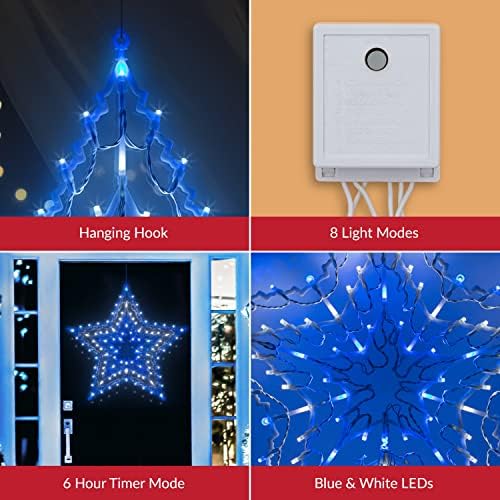 The Christmas Workshop 80640 Blue & White Star Christmas Light / 35 LED Lights / Indoor Or Outdoor Mains Operated Christmas Decorations / 54cm x 54cm x 1.5cm