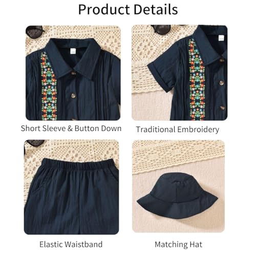 Image of HIHA Toddler Boys Mexican Embroidered Short Set 2-7 Years