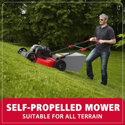 Image of PowerSmart 21 inch Self-Propelled Gas Lawn Mower, 140cc Briggs & Stratton Engine, 3-in-1 Mulching /Bagging /Side Discharge, 6 Cutting Heights, Durable Steel Deck, Rear-Wheel Drive for Yard & Garden