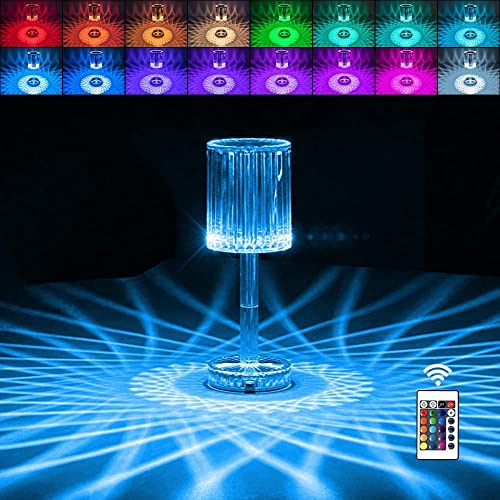 Image of Desidiya Crystal Lamp,16 Color Changing Rose Crystal Diamond Lamp,USB Rechargeable Touch Bedside Lamp Night Light with Remote Control, for Bedroom Living Room Party Dinner (Multicolor)