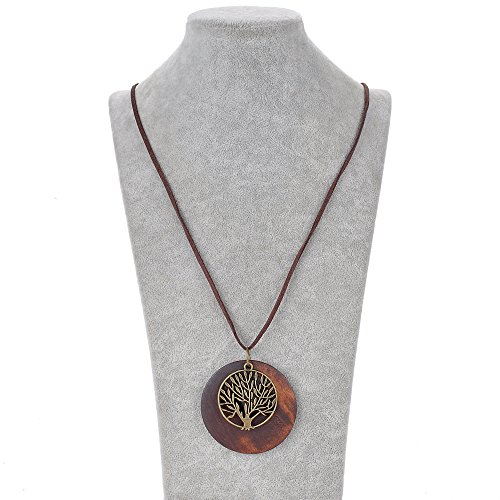 HUNO-Tree-of-Life-Pendant-Necklace-Long-Leather-Chain-Statement-Wooden-Necklace-for-Women-Vintage-Wood-Jewelry HUNO Tree of Life Pendant Necklace Long Leather Chain Statement Wooden Necklace for Women Vintage Wood Jewelry