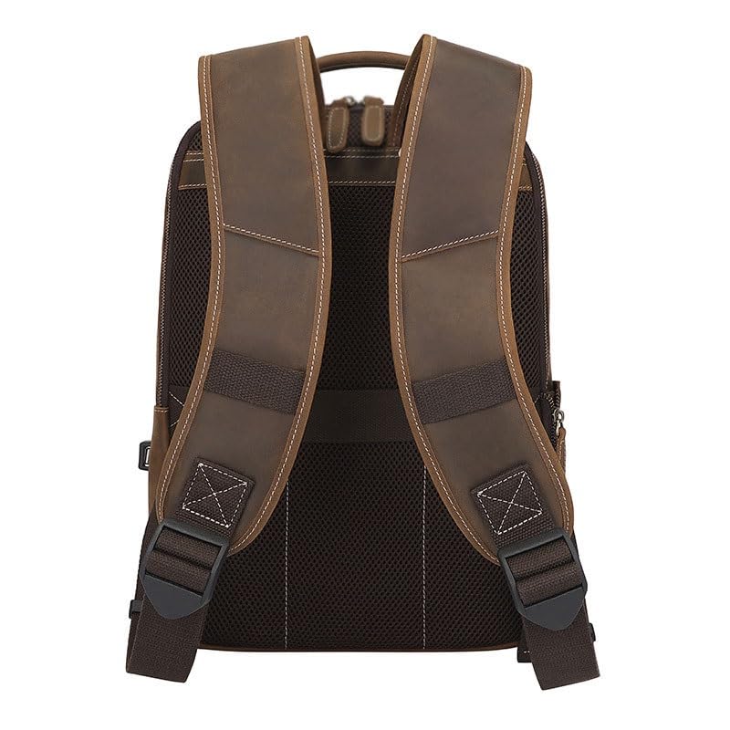 European and American retro leather backpack, crazy horse leather large capacity backpack for outdoor travel3