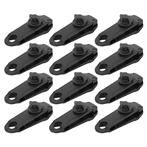 15Pcs Tarp Clips, Heavy Duty Lock Grip Windproof Tent Clip Locking Thumb Screw Clip Tent Fixed Buckle Awning Tarp Clamps for Outdoor Camping Canopy, Black