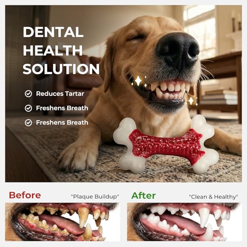 Tough Dog Toys for Aggressive Chewers Large Breed - 8'' Beef Flavor Indestructible Nylon Dog Chew Toys for Large Dogs, Heavy Duty Dog Bone Keep Busy, Teething Dental Care Toy Dog Birthday Gift