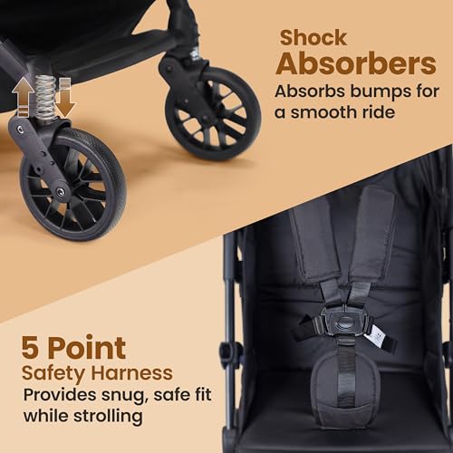 Image of LuvLap Elite Baby Stroller, Pram for 0 to 3 Years with 5 Point Safety Harness, Large Storage Basket, Easy Fold, Extendable Canopy with Looking Window, Multilevel Recline & Adjustable footrest