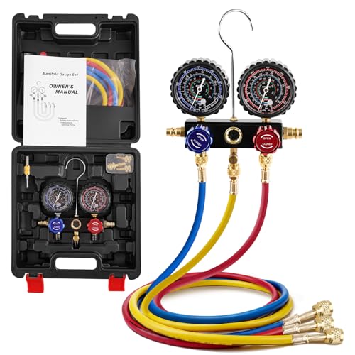 Manómetro 3 vías R454B HVAC con mangueras de 5FT miniatura 1
