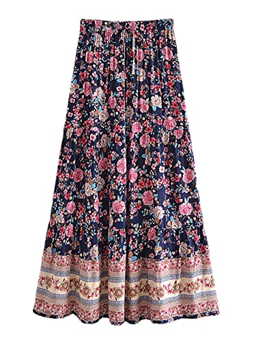 Jupe trapèze taille haute élastique au style imprimé floral et gothique