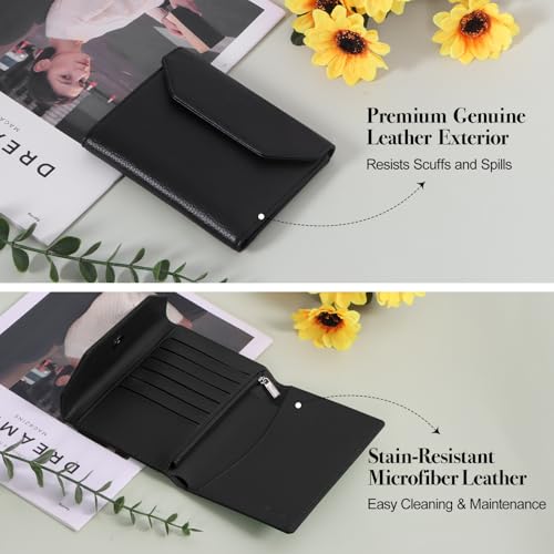 Passport Holder for Travel,Passport Book Holder，Rfid Blocking Travel Wallet Protect your card security,Leather Travel Document Organizer for Men Women,Airport Essentials Gift (Black)3