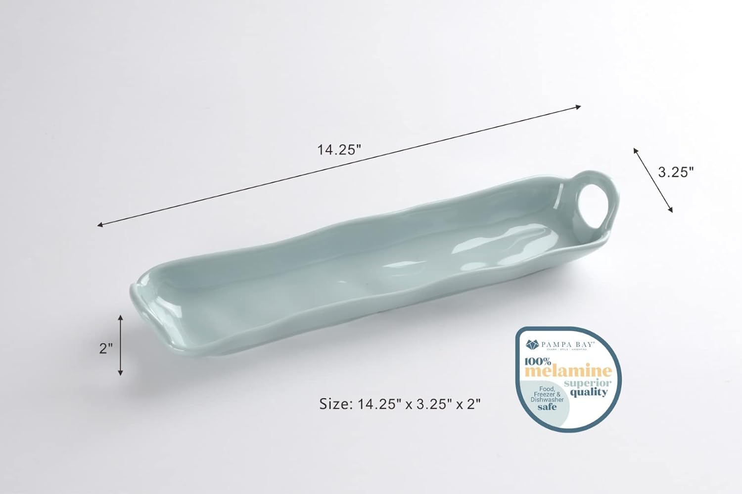 Pampa Bay Shatterproof Melamine Cracker Tray, 14.3 x 3.3 Inch, Food, Freezer, Dishwasher Safe, Aqua - Image 3