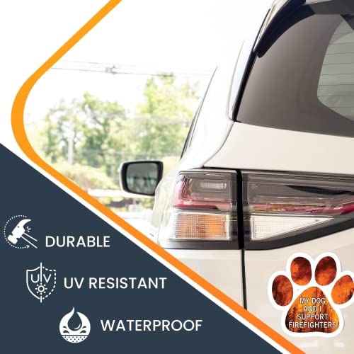 Image of My Dog and I Support Firefighters Car Magnet 5 Inch, Dog Lover Gift