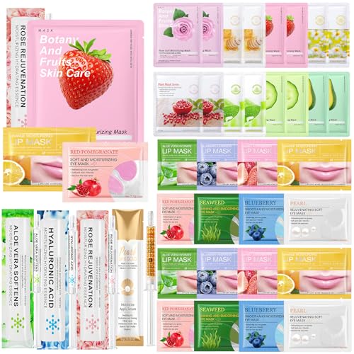 Gifts for Women Face Mask Skin Care Set 36 Pcs Teens Girl Gifts Moisturize Hydrate Face Mask Set Spa Gift Set Self Care Valentines Mothers Day Birthday ( Face Masks Lip & Eye Patches Face Essense)